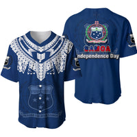 Samoa Independence Day Tribal Tattoo Coat Of Arms Baseball Jersey No.3 LT6 Blue - Polynesian Pride