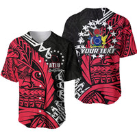 (Custom Personalised)Cook Islands Baseball Jersey Atiu Polynesian Style LT6 Unisex Red - Polynesian Pride