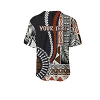(Custom Personalised) Bula Fiji Basebal Jersey Masi Tapa Patterns Style LT6 - Polynesian Pride