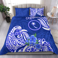 FSM Chuuk State Bedding Set Polynesian Floral Tribal LT9 Blue - Polynesian Pride