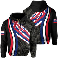 Hawaii Flag Polynesian Hoodie Zip Ten Style Unisex Beige - Polynesian Pride