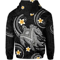Custom Hawaii Hoodiean Turtle Plumeria Mixed Polynesian Black Style LT9 - Polynesian Pride