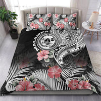 Vanuatu Malampa Province Bedding Set Hibiscus Tribal Polynesian Tattoo Ver Black LT9 Black - Polynesian Pride
