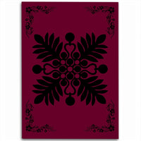 Hawaiian Quilt Maui Plant And Hibiscus Pattern Area Rug - Black Burgundy - AH Black - Polynesian Pride