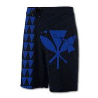 Hawaii Kakau Polynesian Kanaka Map Board Shorts - Blue - Polynesian Pride