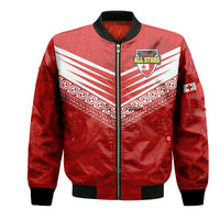 PolynesianPride Tonga Rugby Tongan Kupesi Ngatu Design Bomber Jacket LT9 Unisex Red - Polynesian Pride