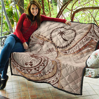 Chuuk State Premium Quilt - Hibiscus Flowers Vintage Style - Polynesian Pride