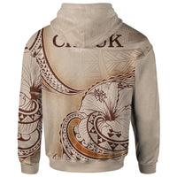 Chuuk State Zip Hoodie Hibiscus Flowers Vintage Style - Polynesian Pride