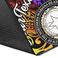 Northern Mariana Islands Custom Personalised Area Rug - Rainbow Polynesian Pattern - Polynesian Pride