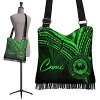 Northern Mariana Islands Boho Handbag - Green Color Cross Style - Polynesian Pride