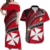 Custom Wallis And Futuna Matching Dress and Hawaiian Shirt Plumeria Flowers with Red Polynesian Pattern LT14 Red - Polynesian Pride