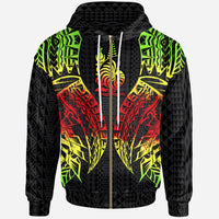 New Caledonia Zip up Hoodie Polynesian Lion Head Reggae Style Unisex Reggae - Polynesian Pride