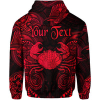 Custom Cancer Zodiac Polynesian Zip Hoodie Unique Style Red LT8 - Polynesian Pride