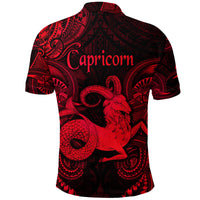 Capricorn Zodiac Polynesian Polo Shirt Unique Style Red LT8 - Polynesian Pride