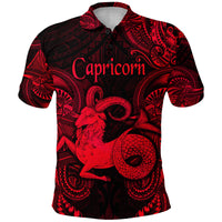Custom Capricorn Zodiac Polynesian Polo Shirt Unique Style Red LT8 - Polynesian Pride