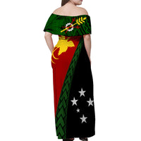 PNG Hibiscus Tribal Pattern Off Shoulder Long Dress - Simbu Province LT7 - Polynesian Pride