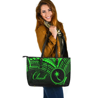 Chuuk State Leather Tote - Green Color Cross Style - Polynesian Pride