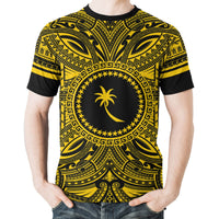 Chuuk T Shirt Chuuk Coat of Arms Polynesian Gold Black - Polynesian Pride
