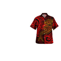 Samoa Matching Dress and Hawaiian Shirt Polynesian Red Shark - Polynesian Pride