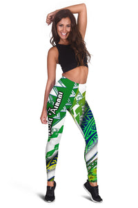Cook Islands Women Legging Artsy Style - White LT9 - Polynesian Pride