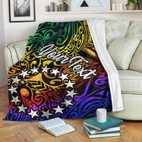 Cook Islands Custom Personalised Premium Blanket - Rainbow Polynesian Pattern - Polynesian Pride