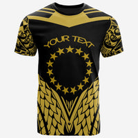 Cook Islands T Shirt Unique Eagle Feather Texture Black Yellow Unisex Black Yellow - Polynesian Pride