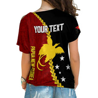 Personalised Papua New Guinea Cross Shoulder Shirt 47th Independence Anniversary - Motu Revareva LT7 - Polynesian Pride
