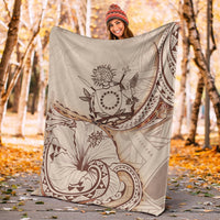 Cook Islands Premium Blanket - Hibiscus Flowers Vintage Style - Polynesian Pride