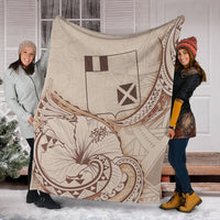 Wallis and Futuna Premium Blanket - Hibiscus Flowers Vintage Style - Polynesian Pride