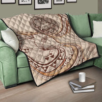 American Samoa Premium Quilt - Hibiscus Flowers Vintage Style - Polynesian Pride