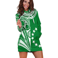 (Custom Text and Number) Cook Islands Tatau Hoodie Dress Symbolize Passion Stars Version Green LT13 - Polynesian Pride