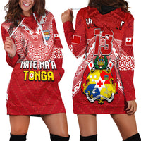 (Custom Text and Number) Tonga Rugby MMT Hoodie Dress Ngatu Mate Maa Tonga Special LT13 Red - Polynesian Pride