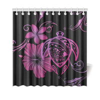 Hawaii Turtle Hibiscus Plumeria Shower Curtain - Pink - Polynesian Pride
