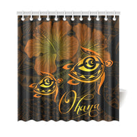 Hawaii Turtle Ohana Hibiscus Poly Shower Curtain - Yellow - Polynesian Pride