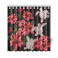 Hawaii Red Hibiscus Turtle Shower Curtain - AH - Ray Style - Polynesian Pride