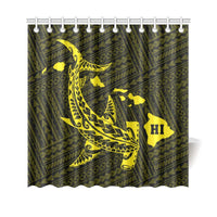Hawaii Shark Yellow Polynesian Shower Curtain 177 x 172 (cm) Yellow - Polynesian Pride