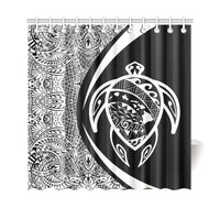 Hawaii Turtle Map Polynesian Shower Curtain - White - Circle Style - Polynesian Pride