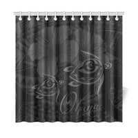 Hawaii Turtle Ohana Hibiscus Poly Shower Curtain - Gray - Polynesian Pride