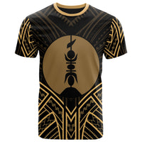 New Caledonia T Shirt New Caledonia Seal Tribal Gold Color Patterns Unisex Black - Polynesian Pride