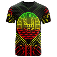 French Polynesia T Shirt National Seal Tribal Reggae Color Patterns Unisex Black - Polynesian Pride