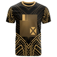 Wallis & Futuna T Shirt Wallis & Futuna Seal Tribal Gold Color Patterns Unisex Black - Polynesian Pride