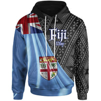 Fiji Hoodie Fiji Day 50th Anniversary With Tapa Patterns Unisex Black - Polynesian Pride