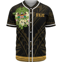 Fiji Baseball Shirt - Polynesian Gold Patterns Collection Unisex Black - Polynesian Pride