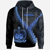 Samoa Hoodie Samoa Coat of Arms With Polynesian Tattoo Blue Unisex Blue - Polynesian Pride