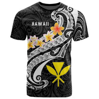 Hawaii T Shirt Kanaka Maoli Polynesian Patterns Plumeria (Black) Unisex Black - Polynesian Pride