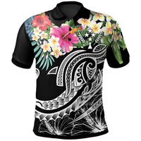 Kosrae Polynesian Polo Shirt Summer Plumeria (Black) Unisex Black - Polynesian Pride