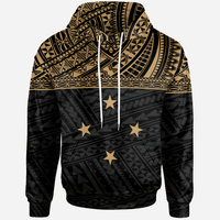 Federated States of Micronesia All Over Hoodie Gold Style Unisex Black - Polynesian Pride
