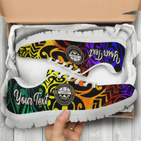Federated States of Micronesia Custom Personalised Sneakers - Rainbow Polynesian Pattern - Polynesian Pride
