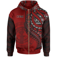Northern Mariana Islands Zip Hoodie Red Polynesian Patterns Best CNMI Ever Unisex Black - Polynesian Pride