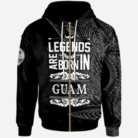 Guam Zip Hoodie Legends Are Born In White Color Unisex White - Polynesian Pride